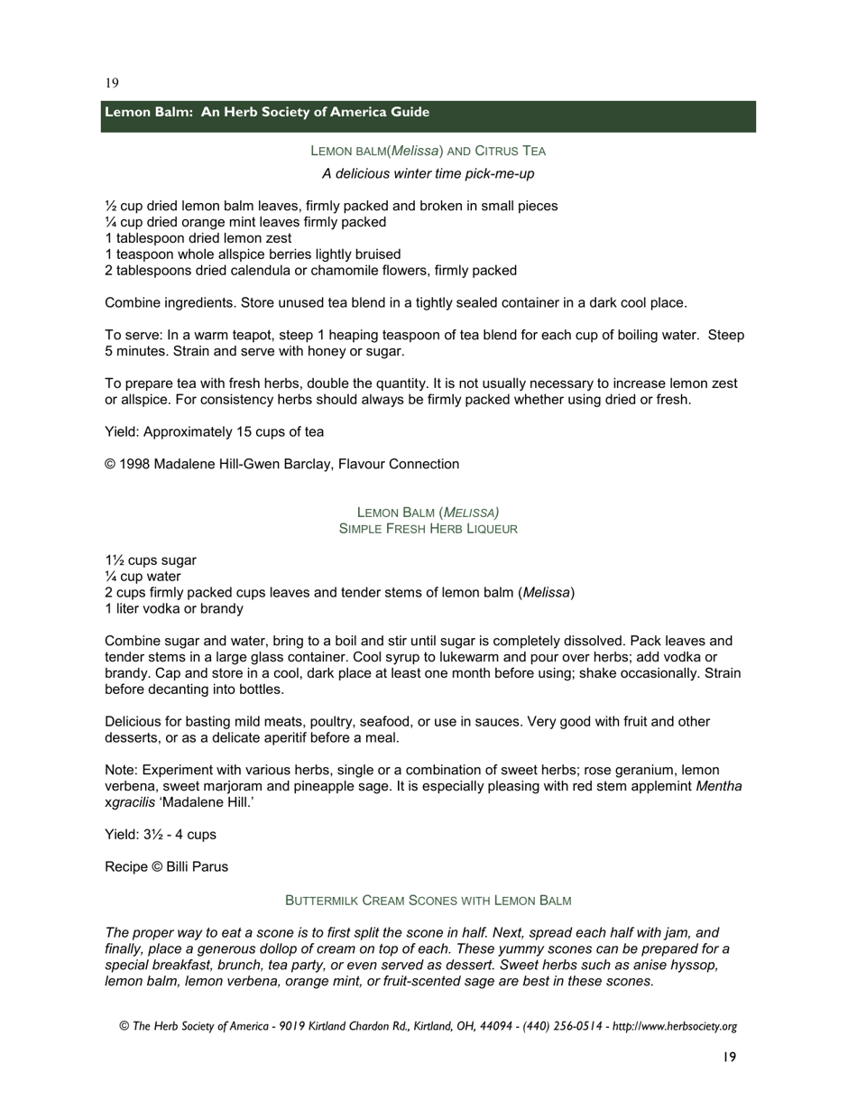 Lemon Balm: an Herb Society of America Guide, Page 19