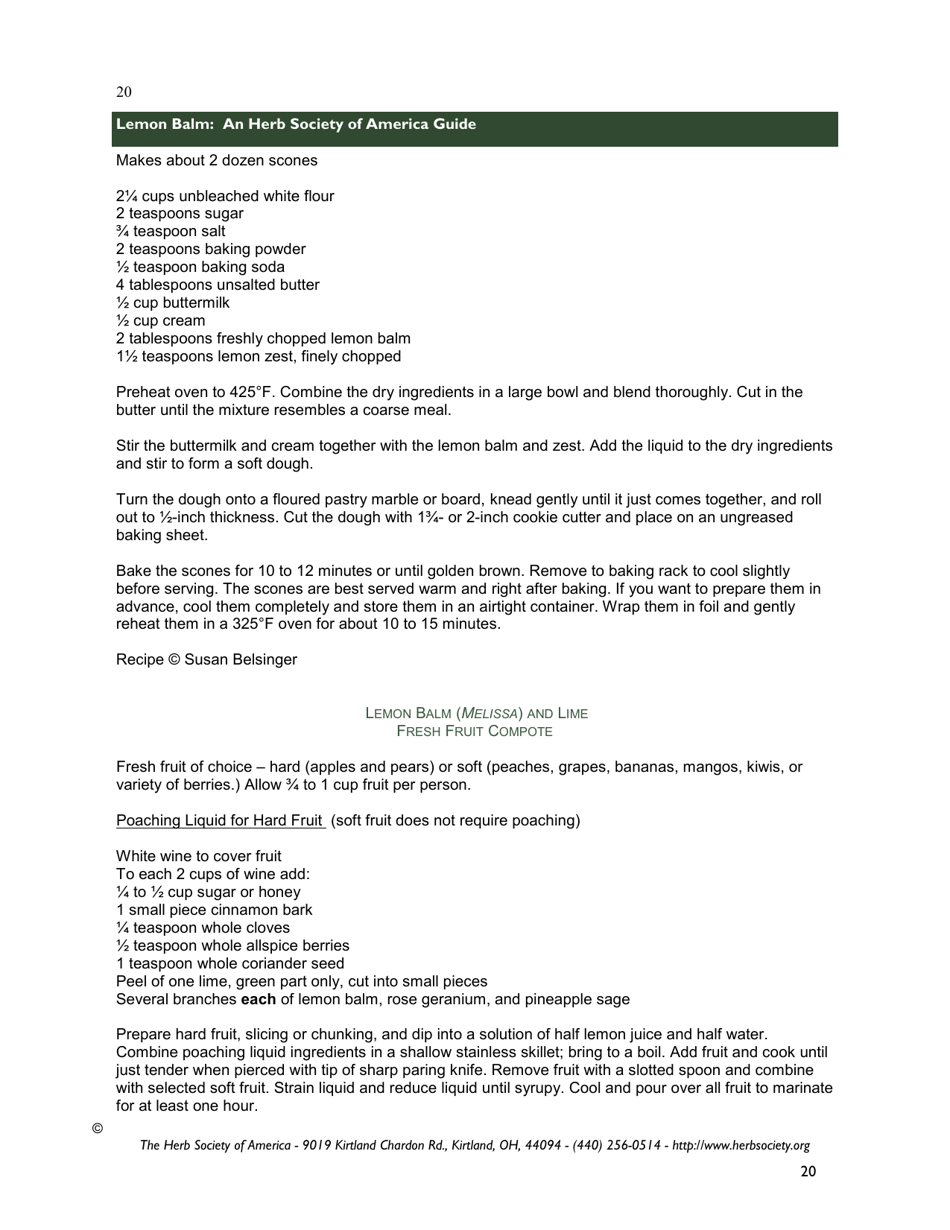 Lemon Balm: an Herb Society of America Guide, Page 20