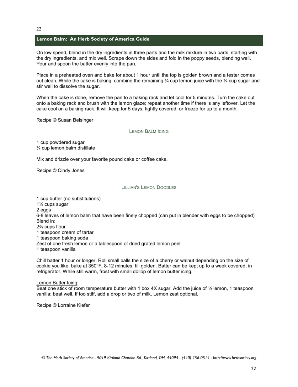 Lemon Balm: an Herb Society of America Guide, Page 22