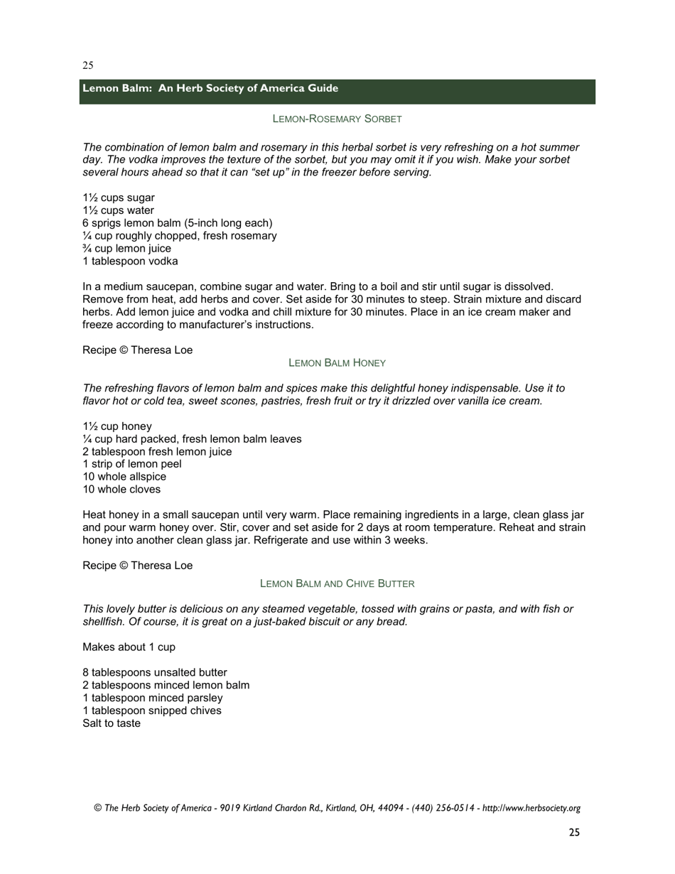 Lemon Balm: an Herb Society of America Guide, Page 25
