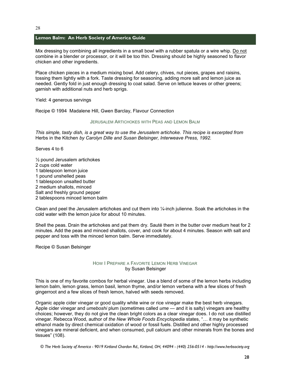 Lemon Balm: an Herb Society of America Guide, Page 28