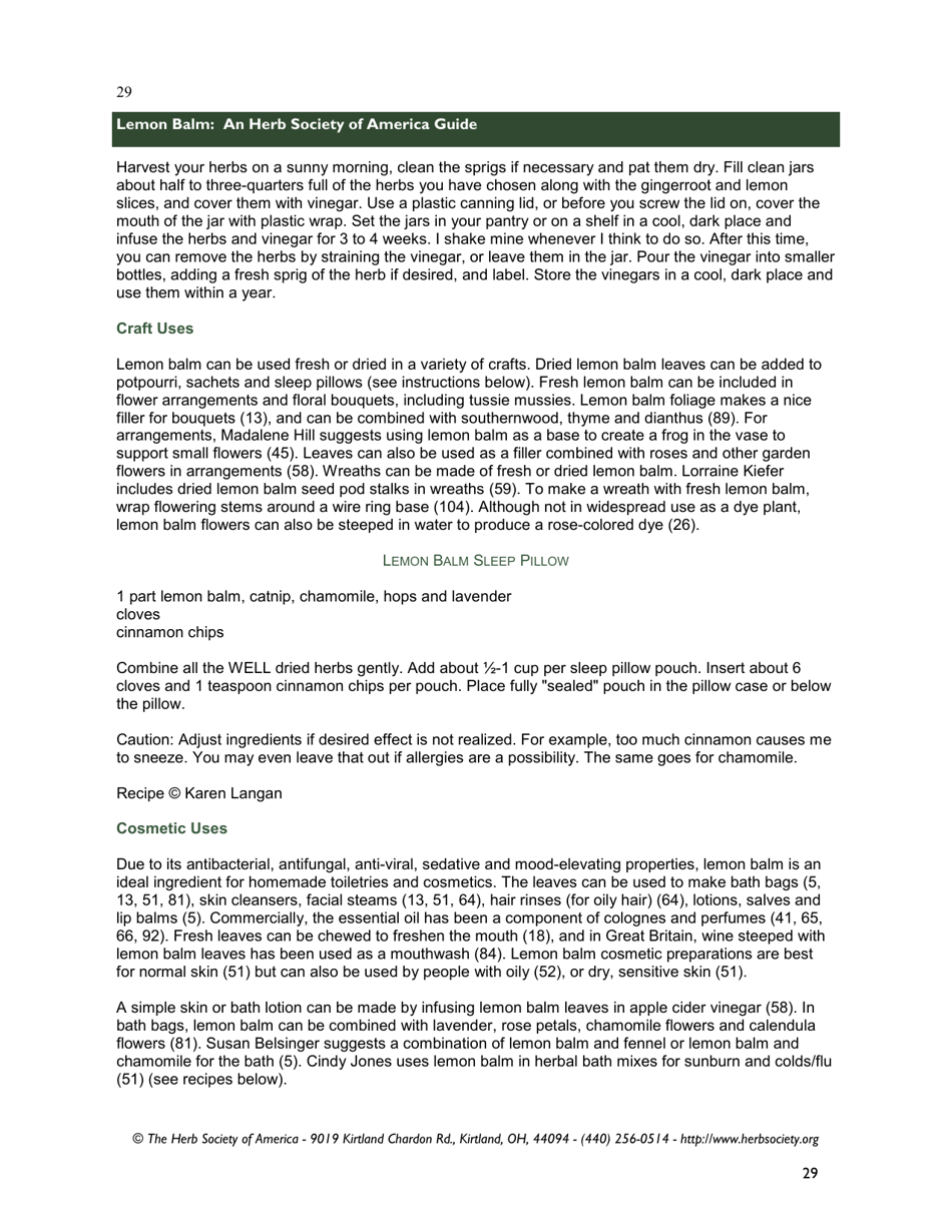 Lemon Balm: an Herb Society of America Guide, Page 29