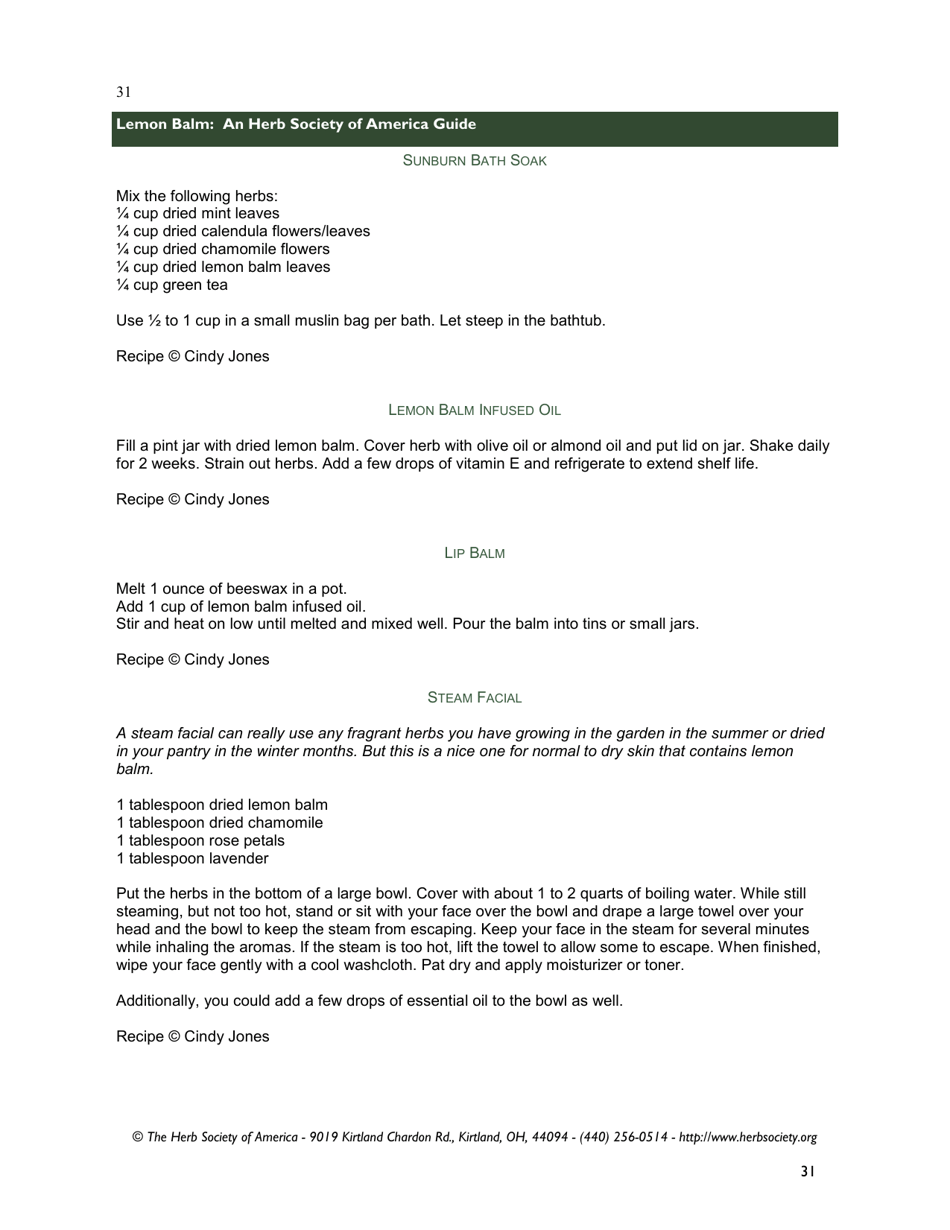 Lemon Balm: an Herb Society of America Guide, Page 31