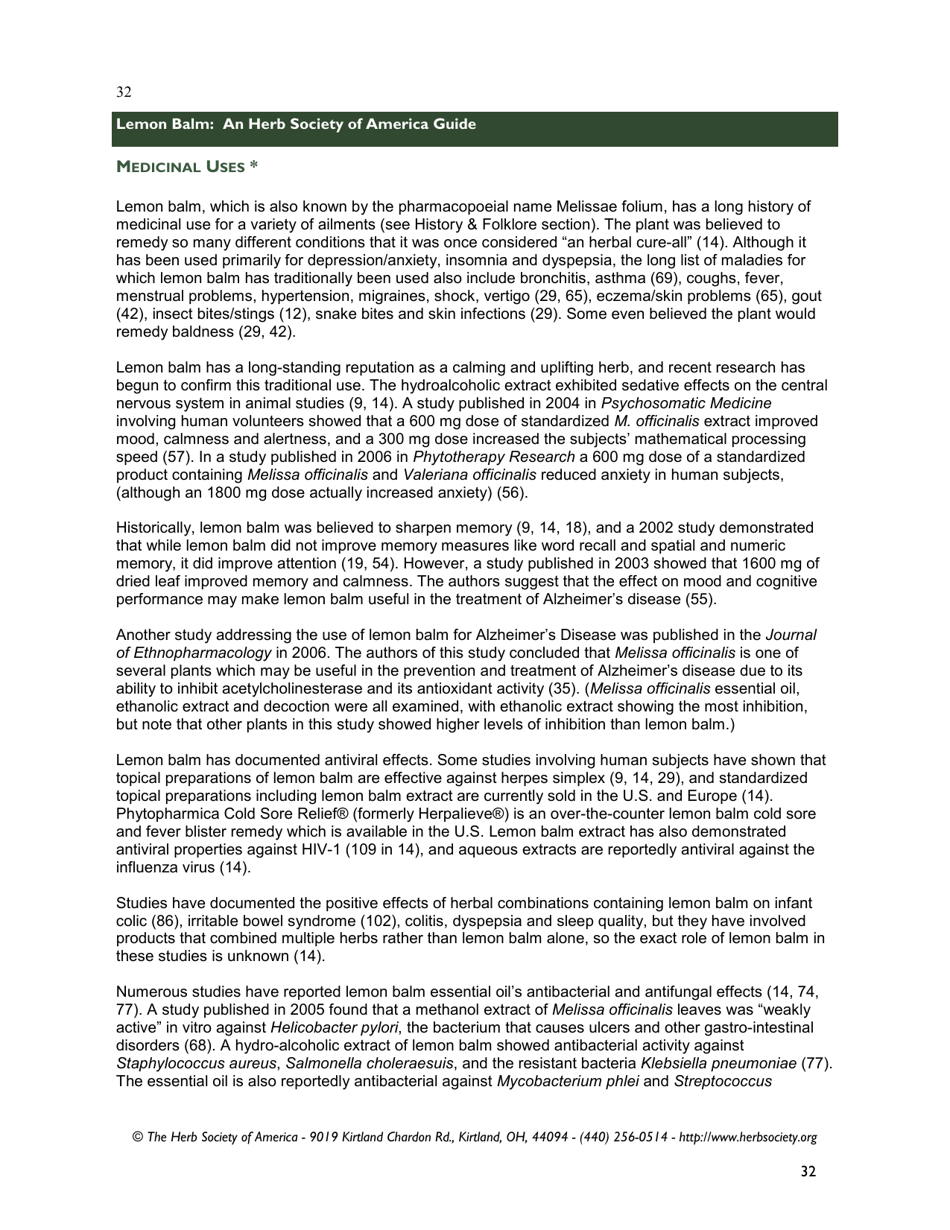 Lemon Balm: an Herb Society of America Guide, Page 32