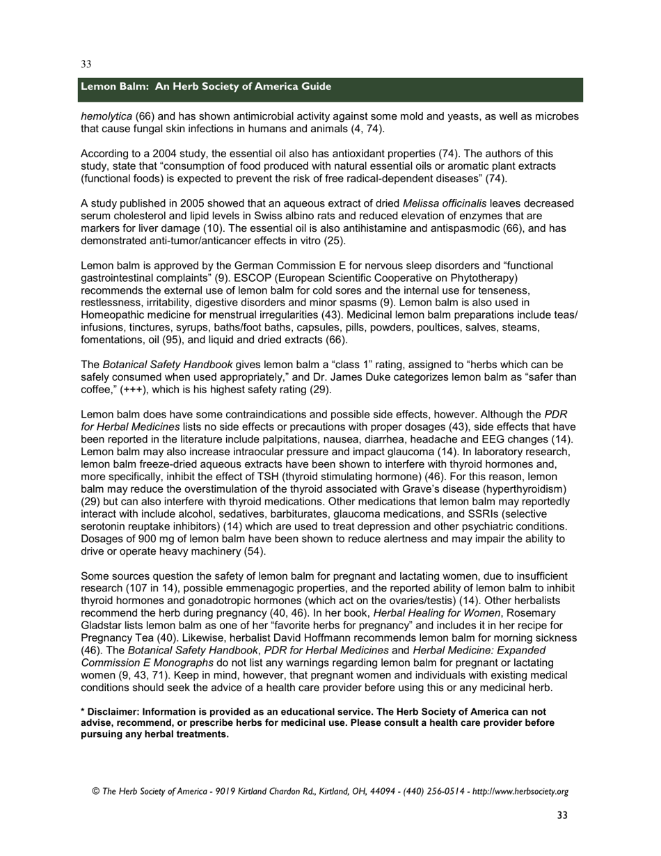 Lemon Balm: an Herb Society of America Guide, Page 33