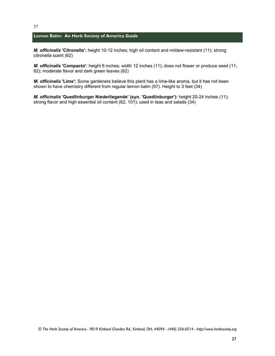 Lemon Balm: an Herb Society of America Guide, Page 37
