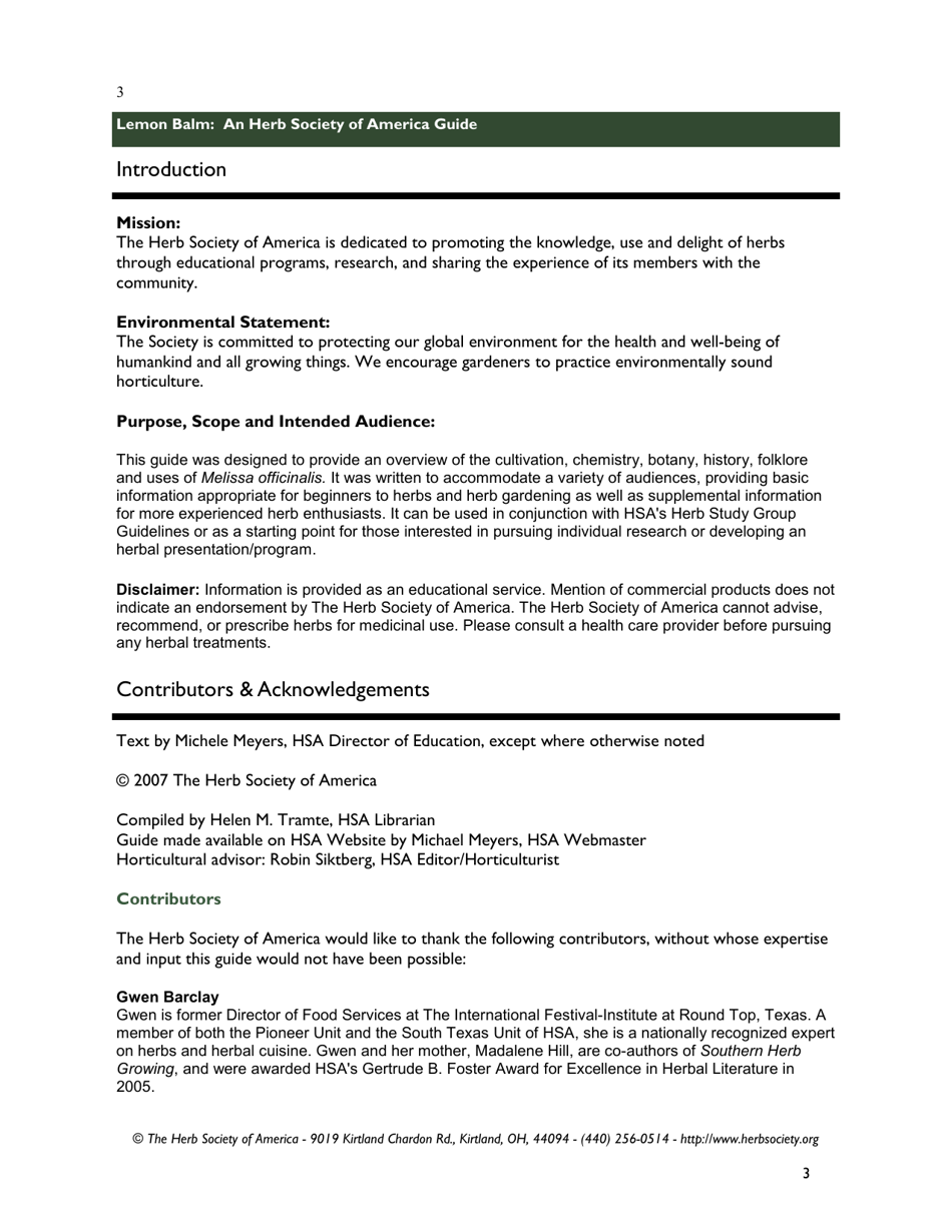 Lemon Balm: an Herb Society of America Guide, Page 3