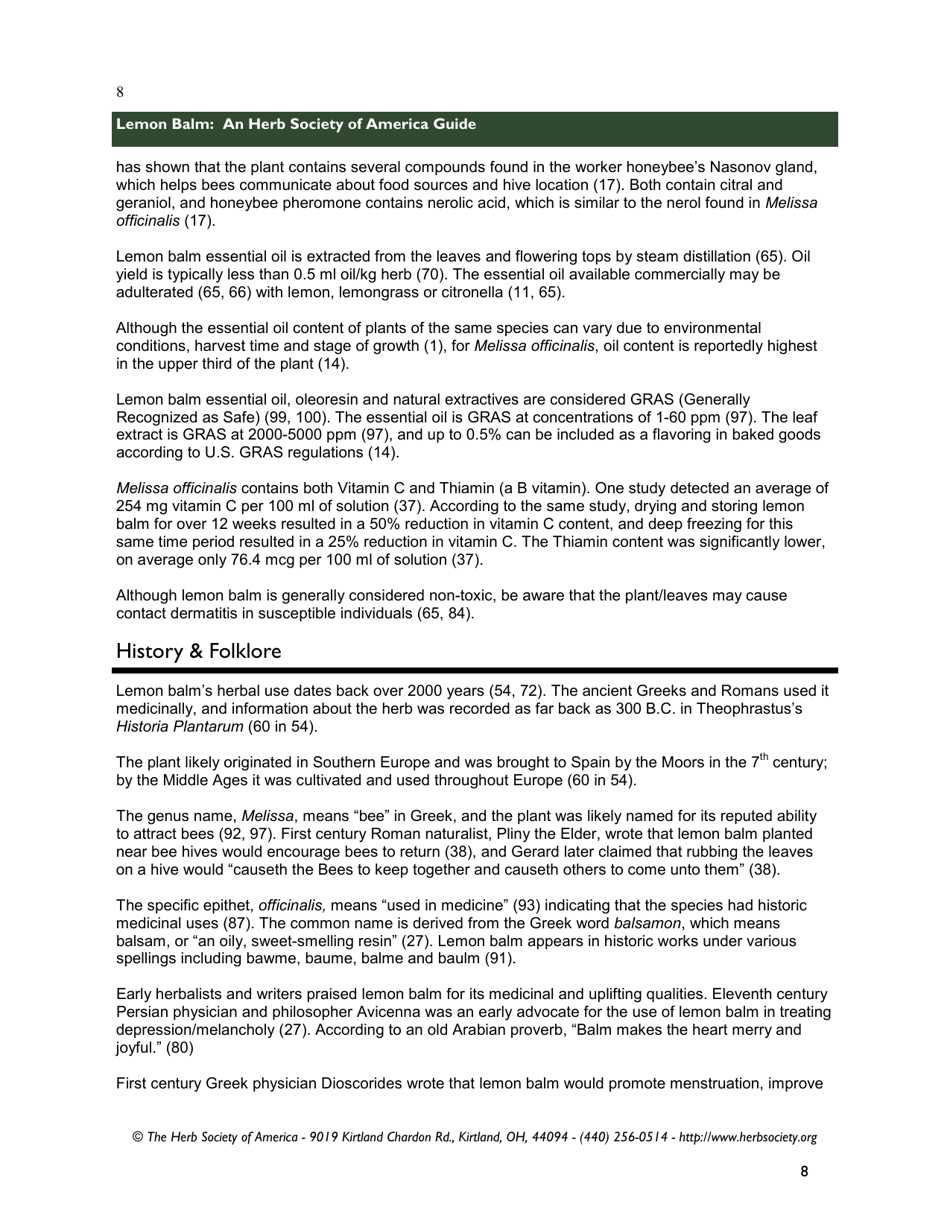 Lemon Balm: an Herb Society of America Guide, Page 8