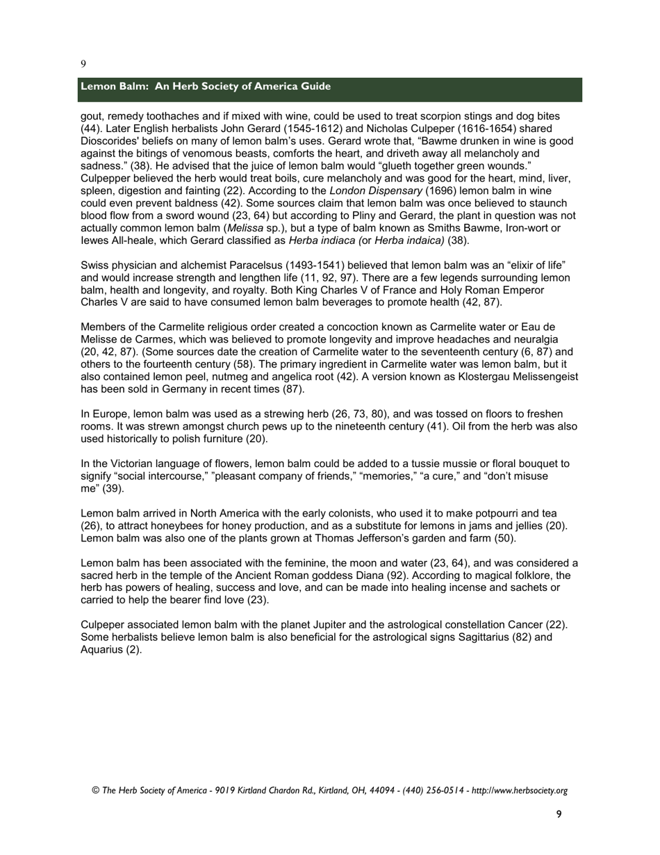 Lemon Balm: an Herb Society of America Guide, Page 9