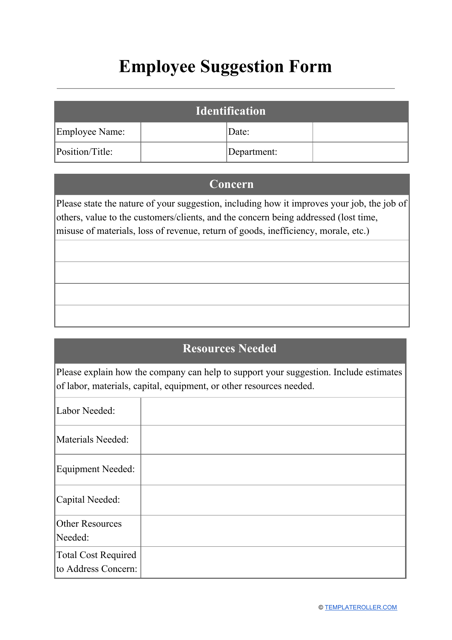 Employee Suggestion Form Download Pdf