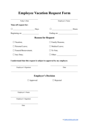 Document preview: Vacation Request Form