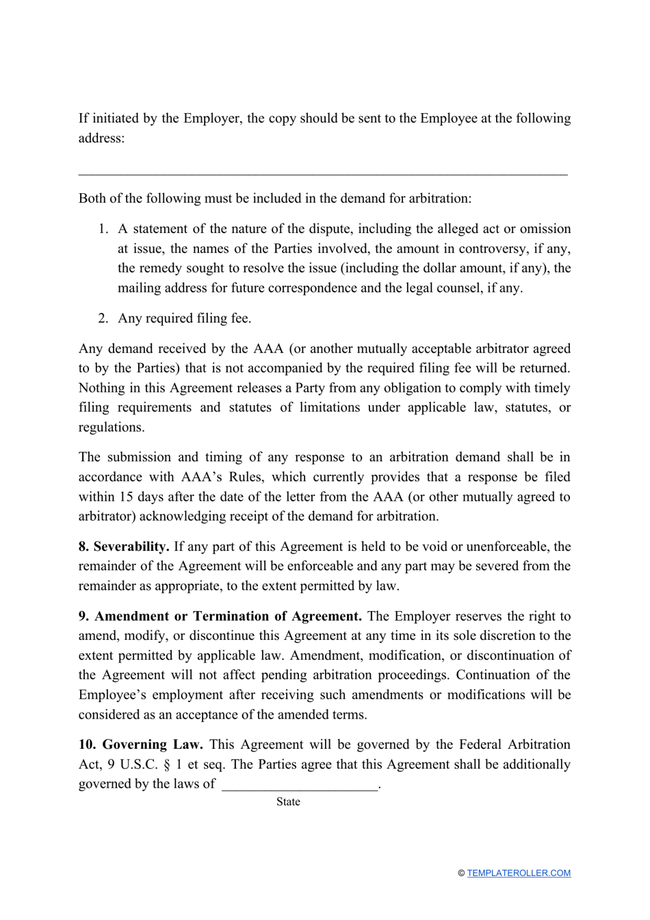 Employee Arbitration Agreement Template Fill Out Sign Online and Employee Arbitration Agreement Template Fill Out Sign Online and