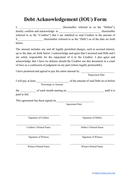 Iou Template Fill Out Sign Online and Download PDF Templateroller