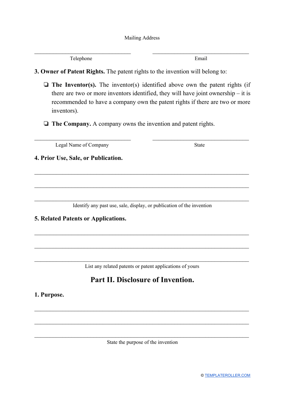 Invention Disclosure Form Fill Out, Sign Online and Download PDF