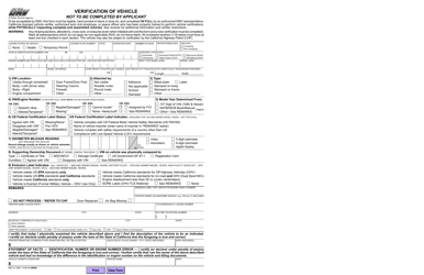 Form REG31 &quot;Verification of Vehicle&quot; - California
