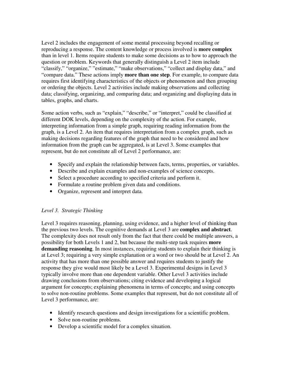 Depth-Of-Knowledge Levels for Four Content Areas - Norman L. Webb, Page 6