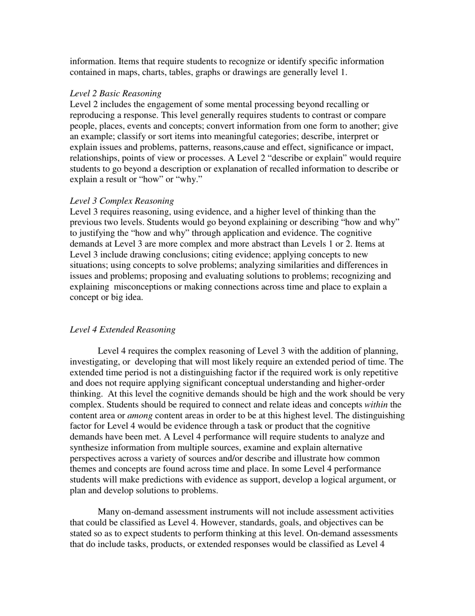 Depth-Of-Knowledge Levels for Four Content Areas - Norman L. Webb, Page 8