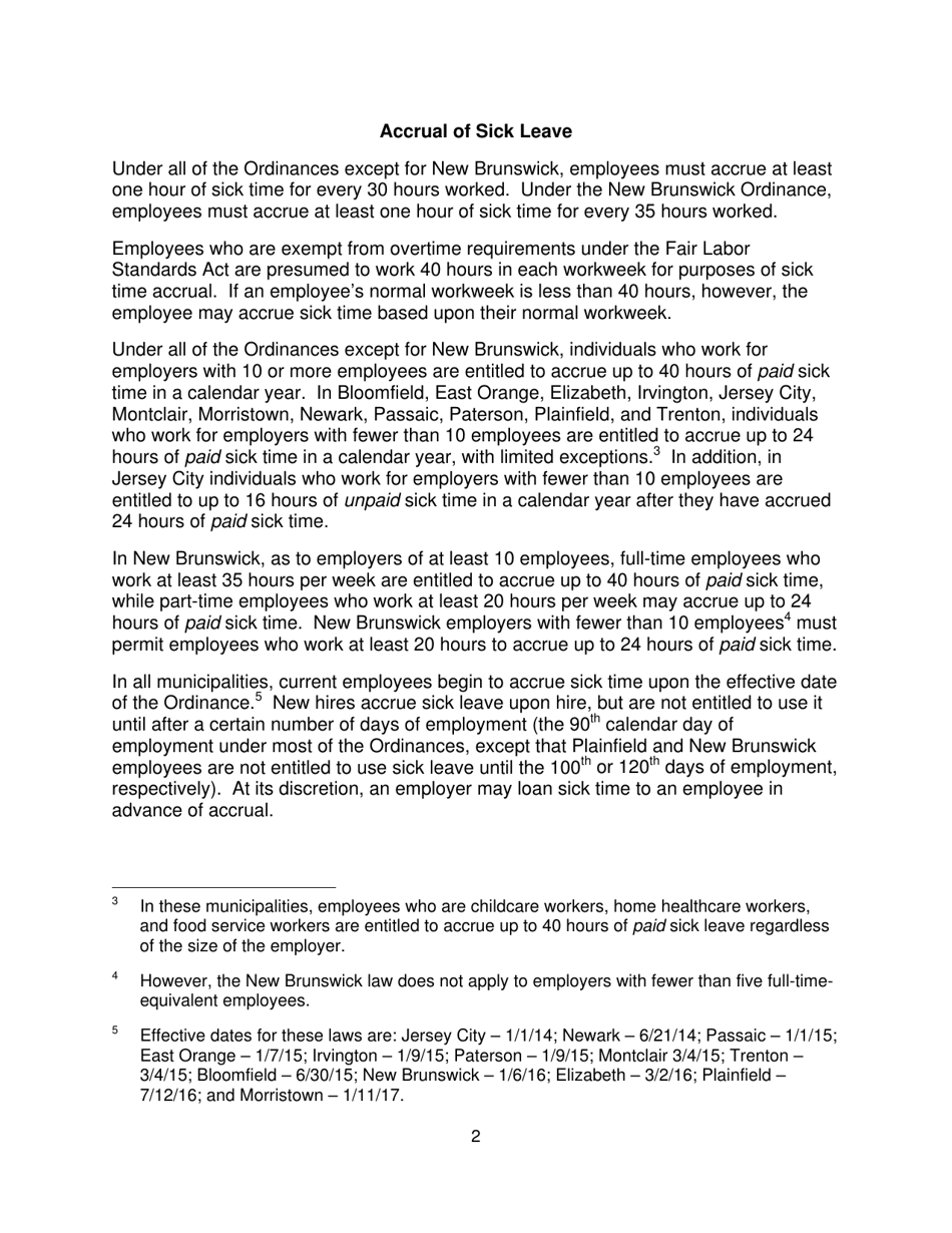New Jerseys Municipal Sick Leave Ordinances: an Overview - Joseph C. Okeefe, Esq. and Allison L. Martin, Esq. Proskauer Rose Llp, Page 4