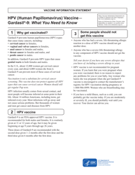 Document preview: Hpv (Human Papillomavirus) Vaccine: What You Need to Know