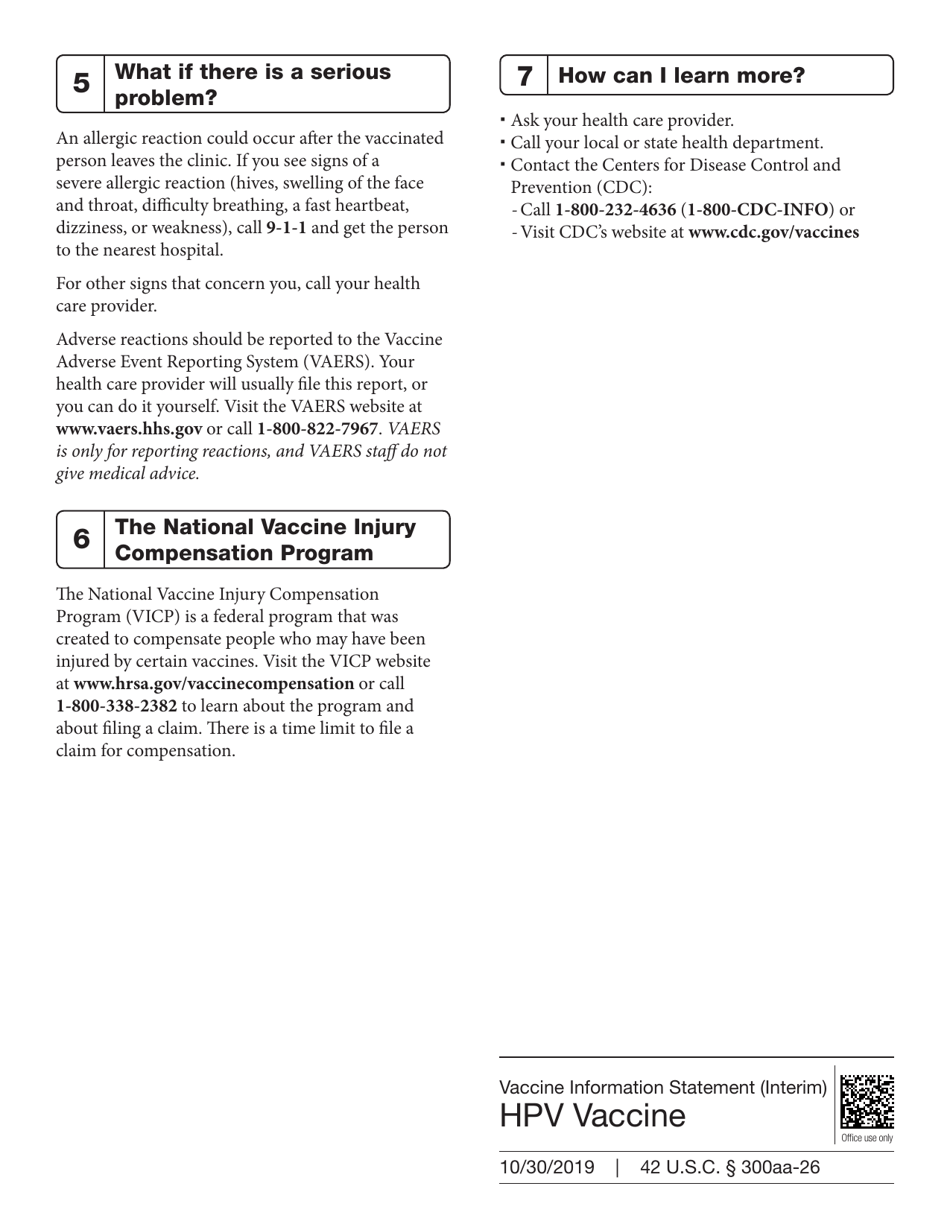 Hpv (Human Papillomavirus) Vaccine: What You Need to Know, Page 2