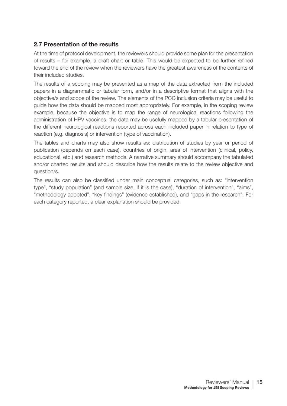 Methodology for Jbi Scoping Reviews - the Joanna Briggs Institute, Page 15