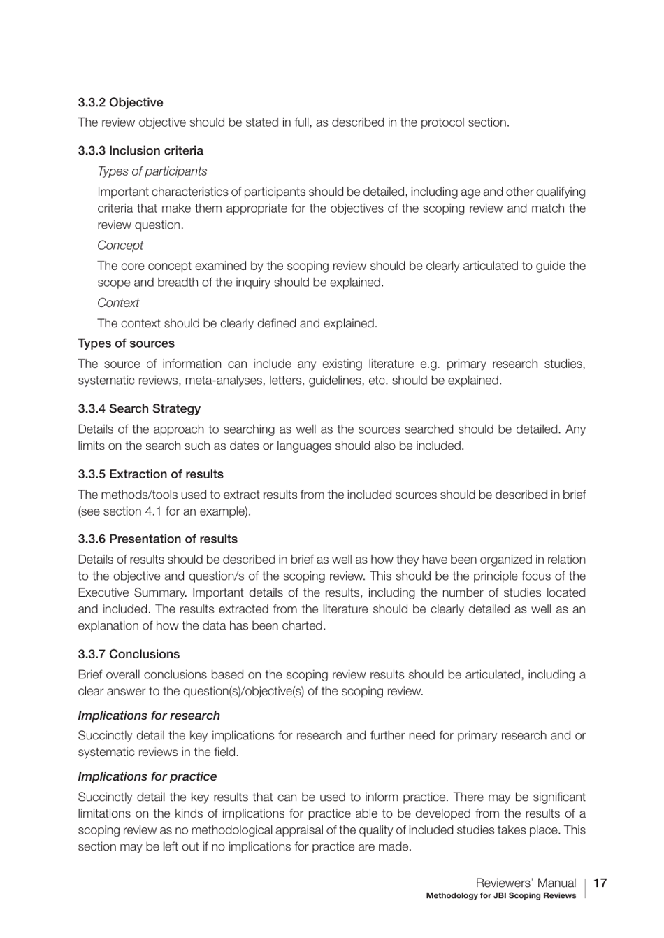 Methodology for Jbi Scoping Reviews - the Joanna Briggs Institute, Page 17