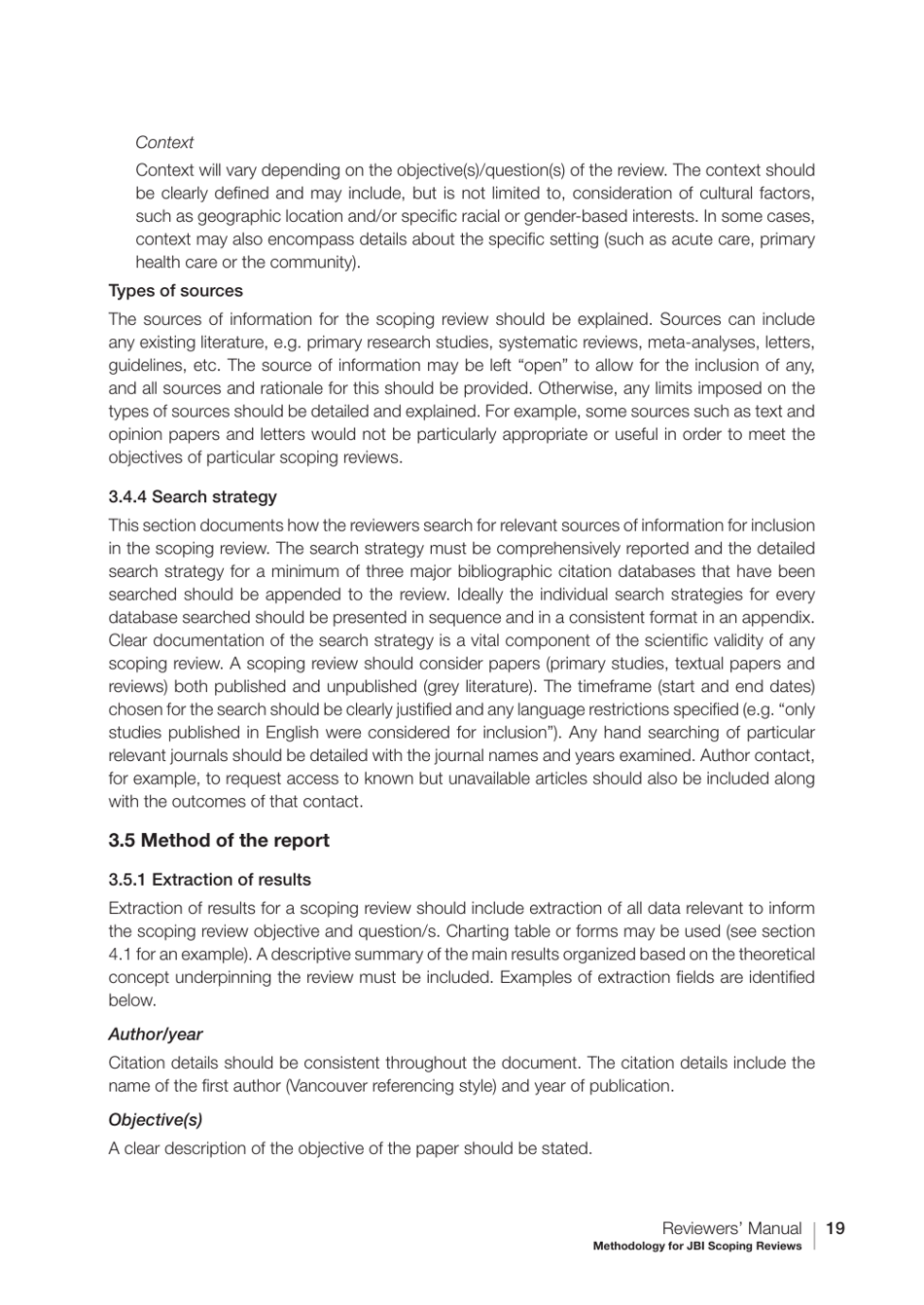 Methodology for Jbi Scoping Reviews - the Joanna Briggs Institute, Page 19