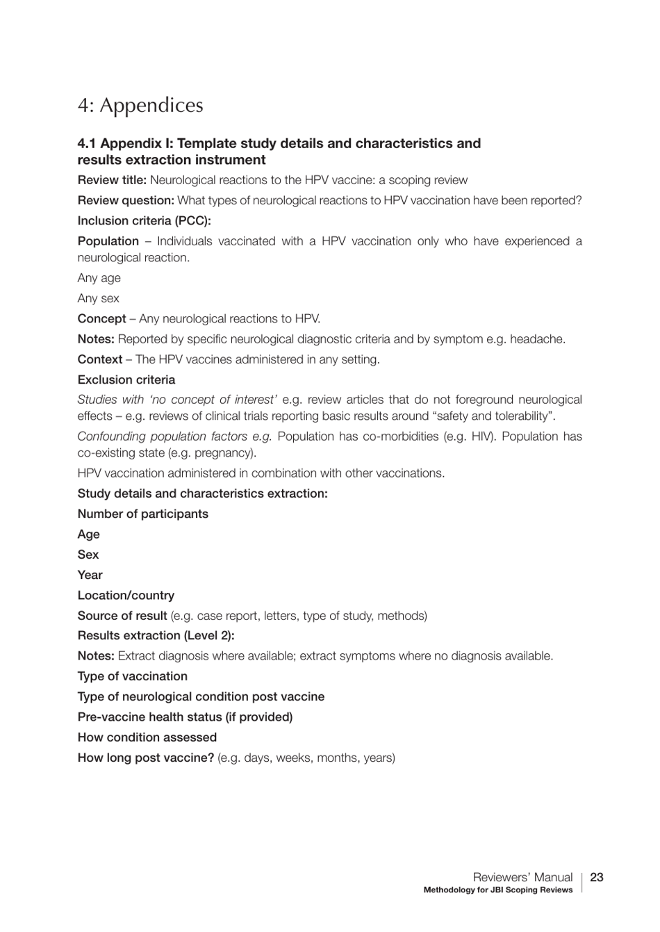 Methodology for Jbi Scoping Reviews - the Joanna Briggs Institute, Page 23