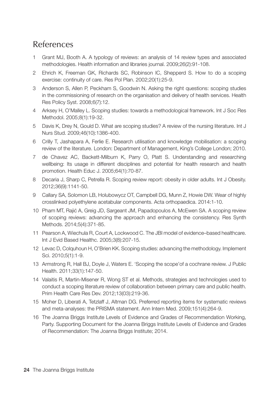 Methodology for Jbi Scoping Reviews - the Joanna Briggs Institute, Page 24