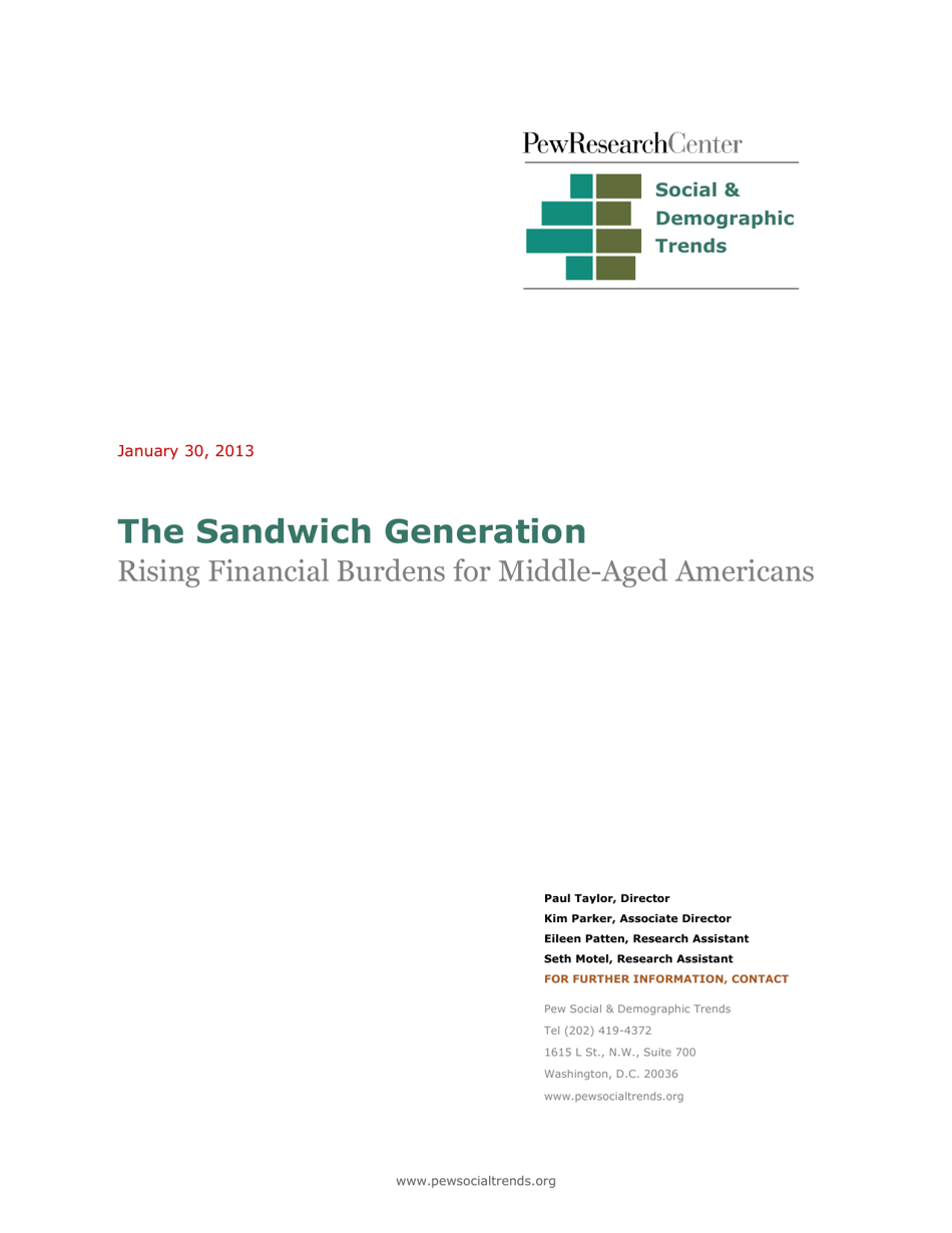 The Sandwich Generation Rising Financial Burdens for Middle-Aged Americans - Pew Research Center Document Image Preview