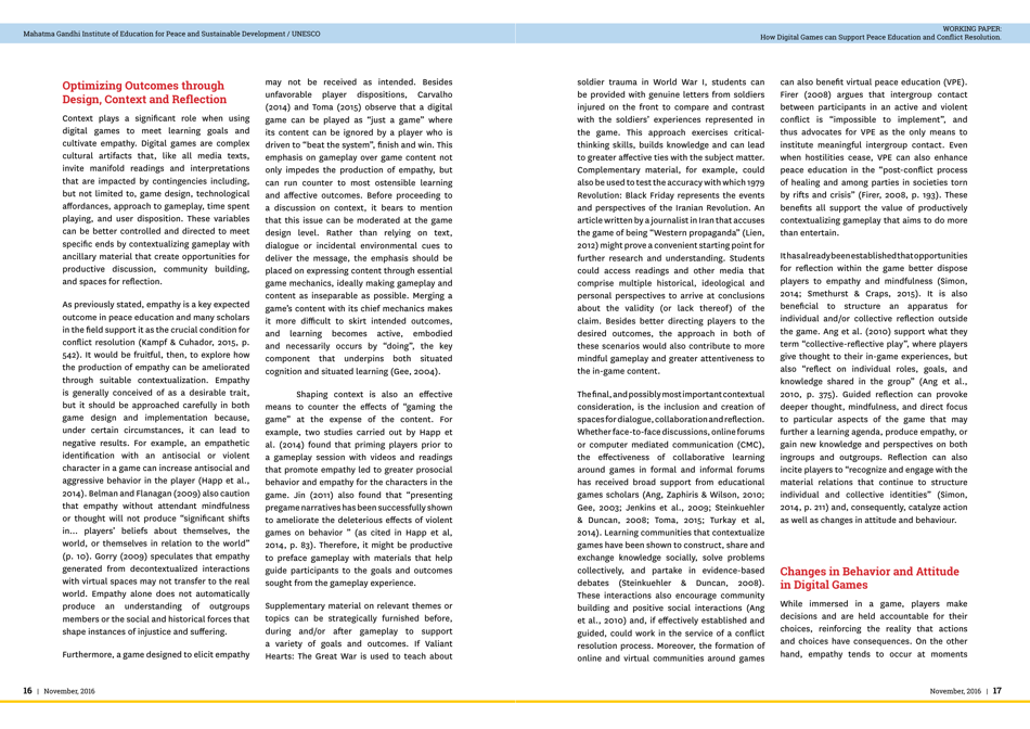 Empathy, Perspective and Complicity: How Digital Games Can Support Peace Education and Conflict Resolution - Paul Darvasi, York University, Page 10