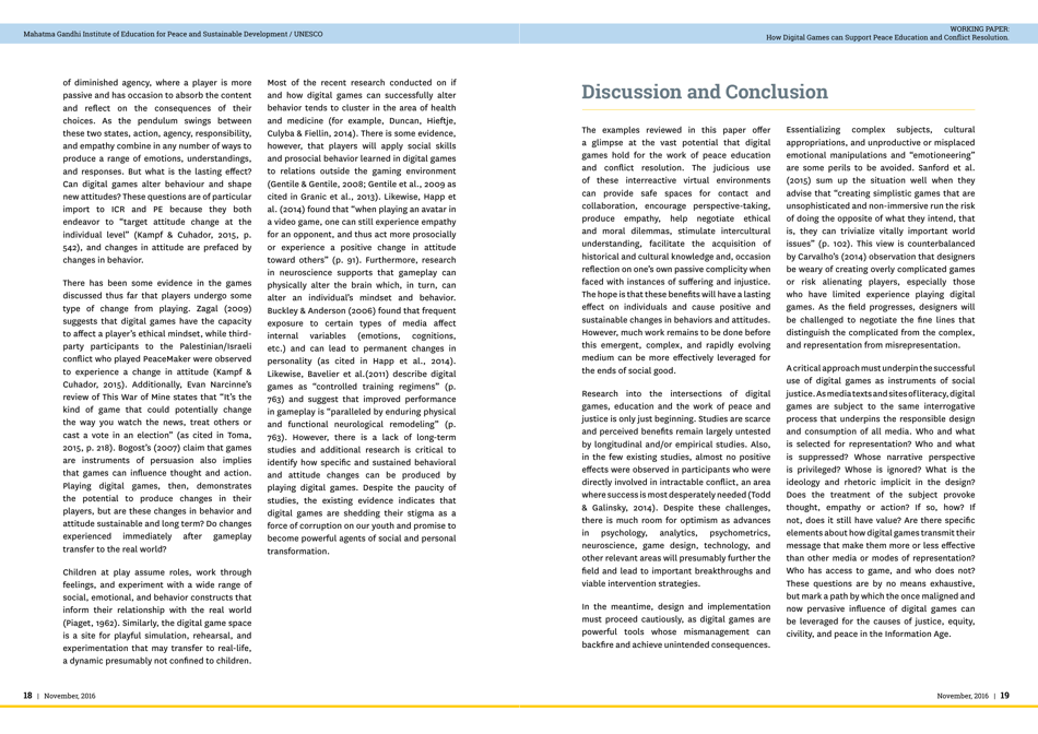 Empathy, Perspective and Complicity: How Digital Games Can Support Peace Education and Conflict Resolution - Paul Darvasi, York University, Page 11