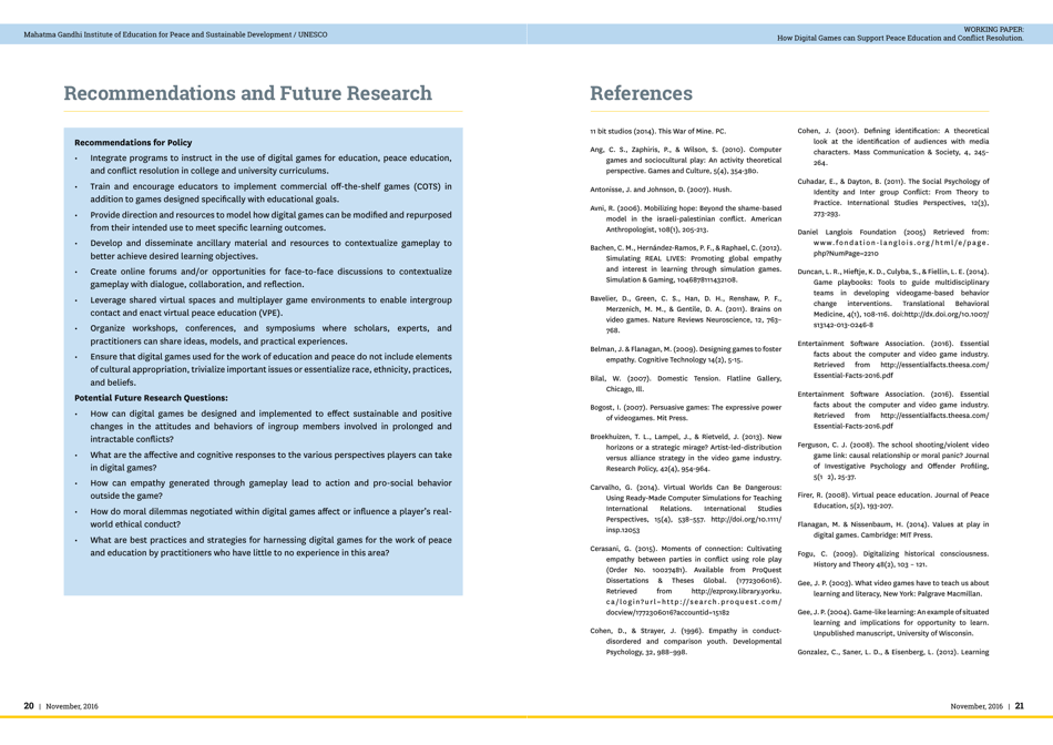 Empathy, Perspective and Complicity: How Digital Games Can Support Peace Education and Conflict Resolution - Paul Darvasi, York University, Page 12