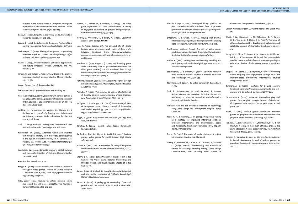 Empathy, Perspective and Complicity: How Digital Games Can Support Peace Education and Conflict Resolution - Paul Darvasi, York University, Page 13