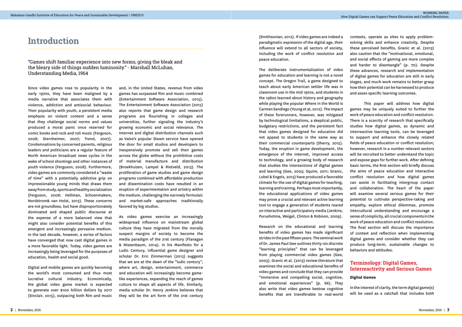 Empathy, Perspective and Complicity: How Digital Games Can Support Peace Education and Conflict Resolution - Paul Darvasi, York University, Page 3