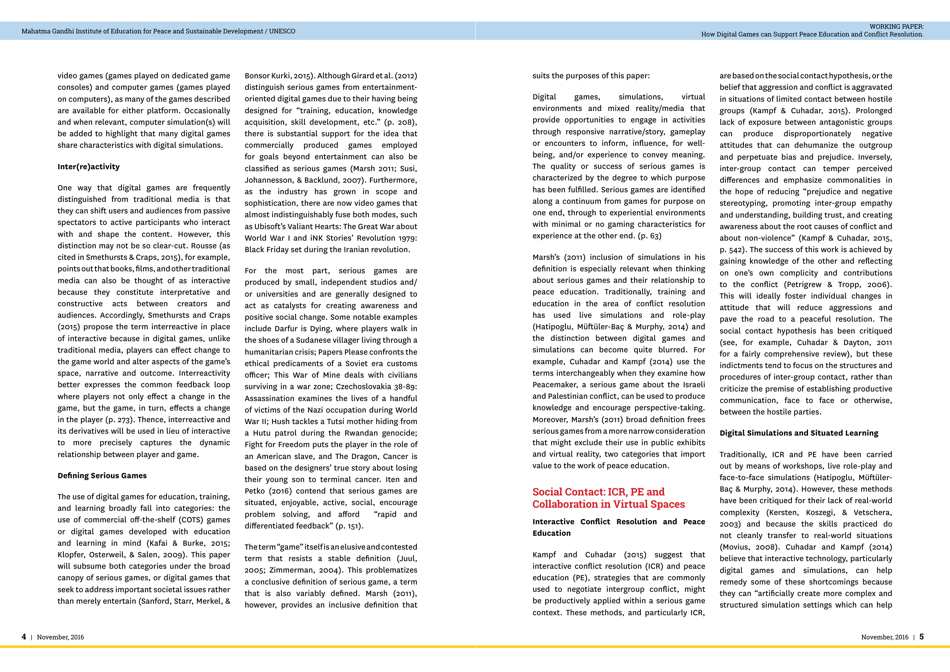 Empathy, Perspective and Complicity: How Digital Games Can Support Peace Education and Conflict Resolution - Paul Darvasi, York University, Page 4