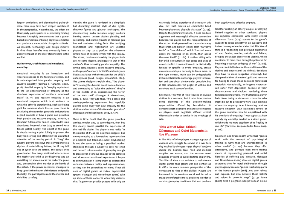 Empathy, Perspective and Complicity: How Digital Games Can Support Peace Education and Conflict Resolution - Paul Darvasi, York University, Page 7