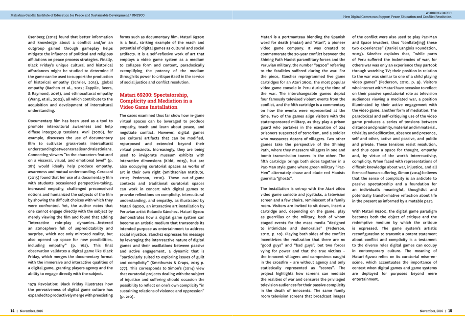 Empathy, Perspective and Complicity: How Digital Games Can Support Peace Education and Conflict Resolution - Paul Darvasi, York University, Page 9