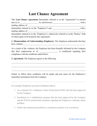 Document preview: Last Chance Agreement Template