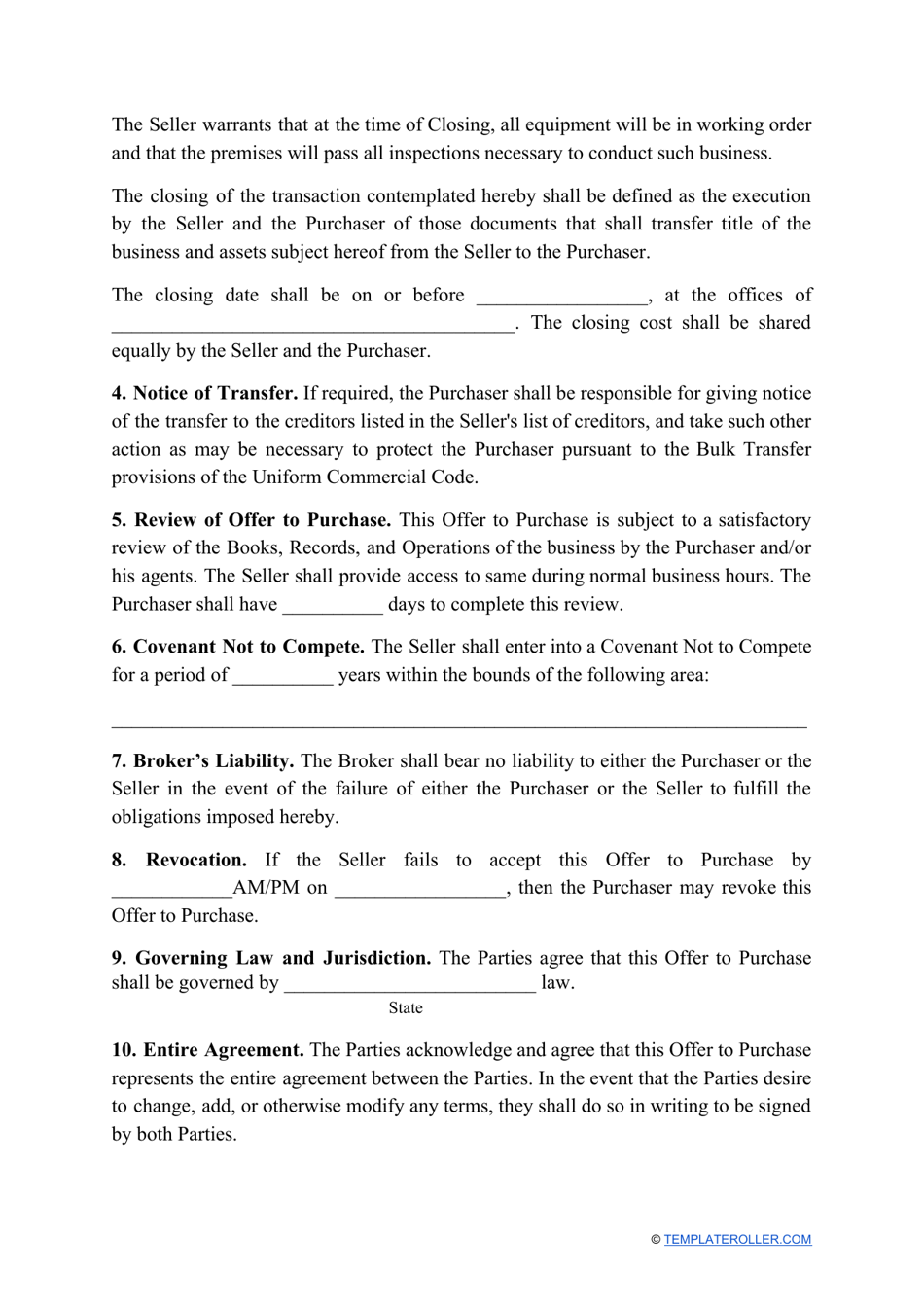 Offer to Buy a Business Template, Page 3