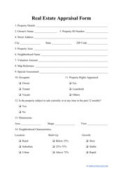 Document preview: Real Estate Appraisal Form