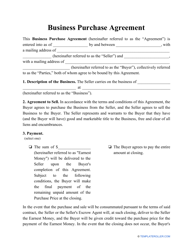 &quot;Business Purchase Agreement Template&quot;