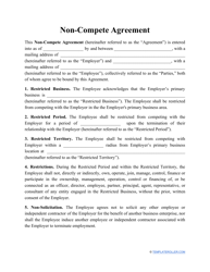 Non-compete Agreement Template