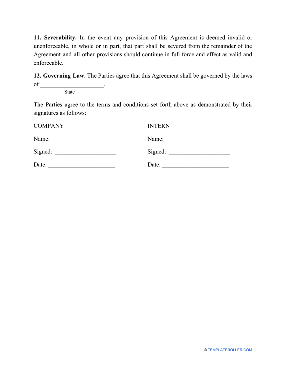 Internship Agreement Template, Page 4