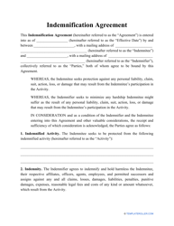 Indemnification Agreement Template