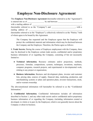 Employee Non-disclosure Agreement Template