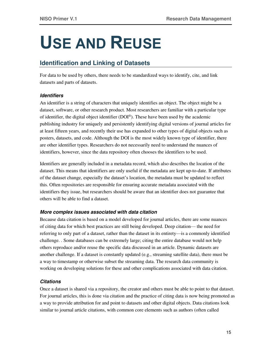Research Data Management - National Information Standards Organization (Niso), Page 19