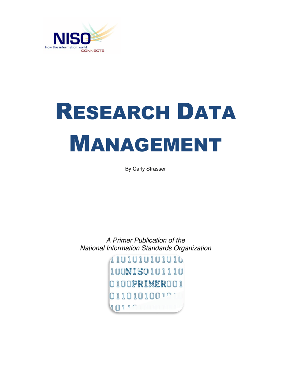 Research Data Management - National Information Standards Organization (Niso)