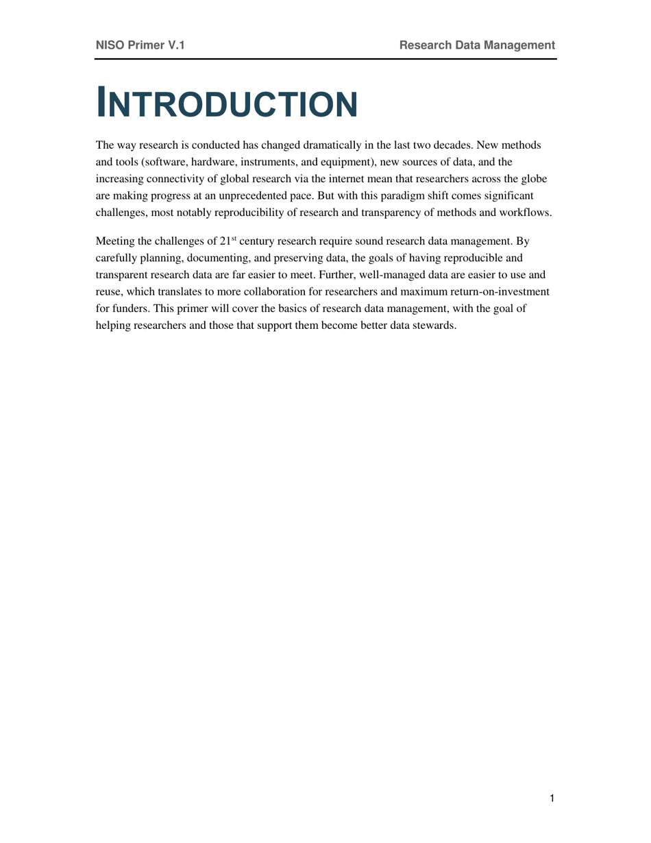 Research Data Management - National Information Standards Organization (Niso), Page 5
