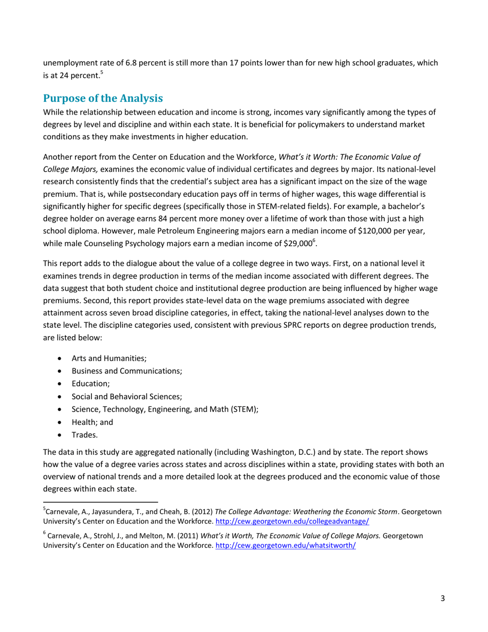 The Economic Benefit of Postsecondary Degrees: a State and National Level Analysis - State Higher Education Executive Officers, Page 3